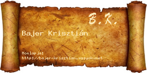 Bajer Krisztián névjegykártya